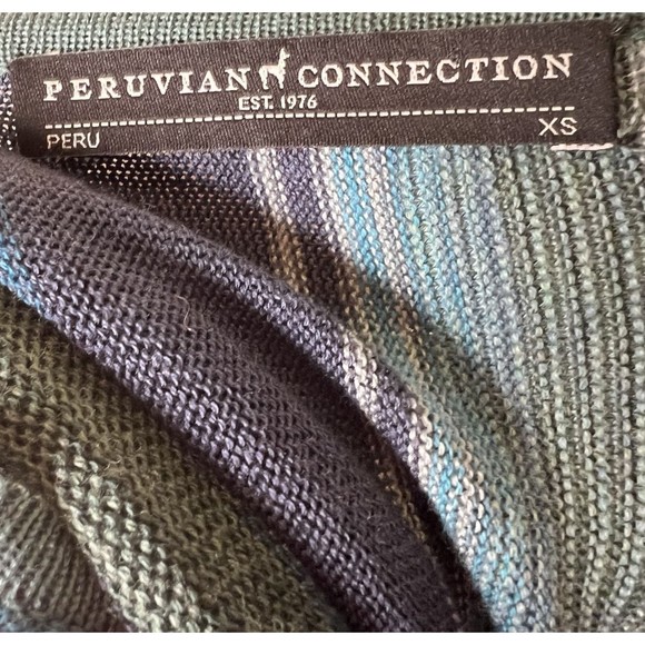 Peruvian Connection Pima Cotton Midi Dress Knit Pencil Striped Blue Green XS - Picture 9 of 10